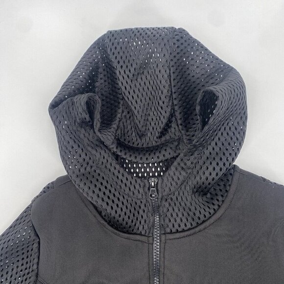 90 DEGREE Reflex Size Small Black Fishnet Scuba Full Zip Hooded Jacket Cropped - Picture 5 of 13